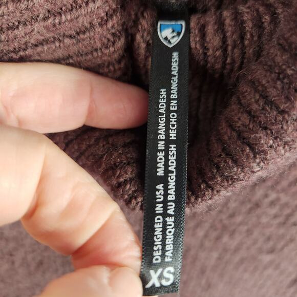 Kuhl “Sienna” Sweater Women’s SZ XS Burgandy Turtleneck Waffle Knit Oversized - Picture 3 of 13